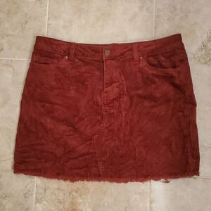 Blue Spice corduroy raw hem skirt